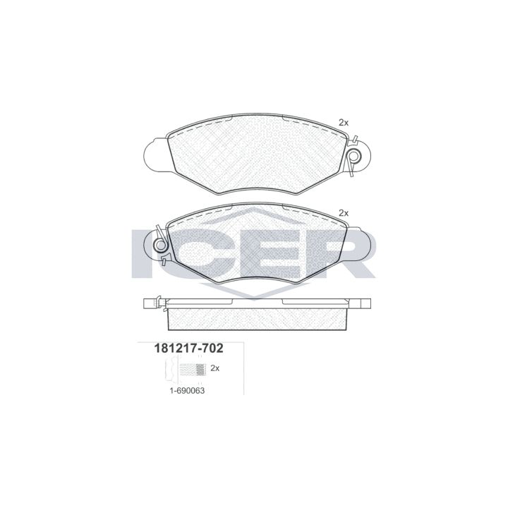 Stabdžių trinkelių rinkinys, diskinis stabdys ICER 181217-702