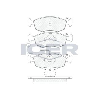 Stabdžių trinkelių rinkinys, diskinis stabdys ICER 181227