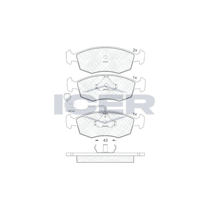 Stabdžių trinkelių rinkinys, diskinis stabdys ICER 181227
