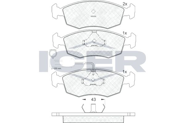 Stabdžių trinkelių rinkinys, diskinis stabdys ICER 181227
