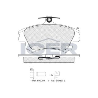 Stabdžių trinkelių rinkinys, diskinis stabdys ICER 181236-208