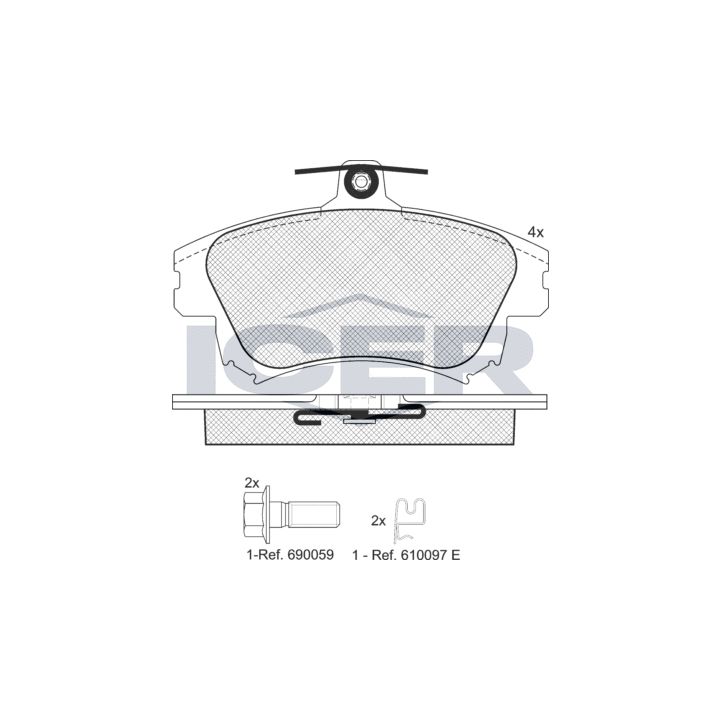 Stabdžių trinkelių rinkinys, diskinis stabdys ICER 181236-208