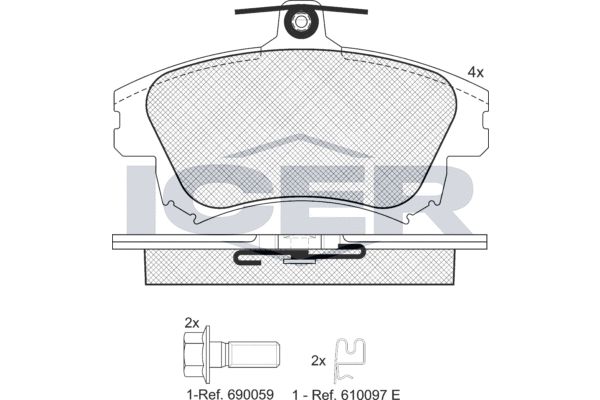 Stabdžių trinkelių rinkinys, diskinis stabdys ICER 181236-208