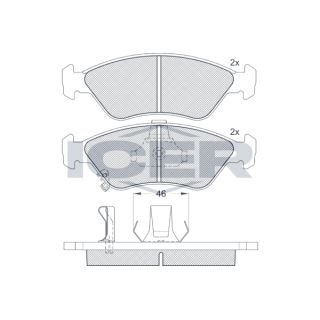 Stabdžių trinkelių rinkinys, diskinis stabdys ICER 181269