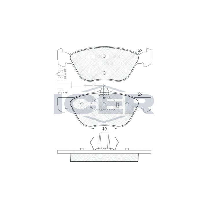 Stabdžių trinkelių rinkinys, diskinis stabdys ICER 181283