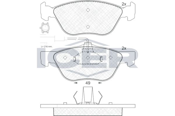 Stabdžių trinkelių rinkinys, diskinis stabdys ICER 181283