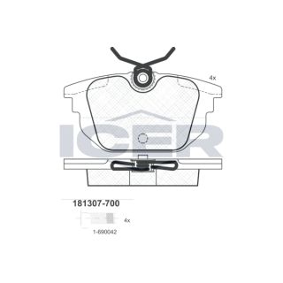 Stabdžių trinkelių rinkinys, diskinis stabdys ICER 181307-700