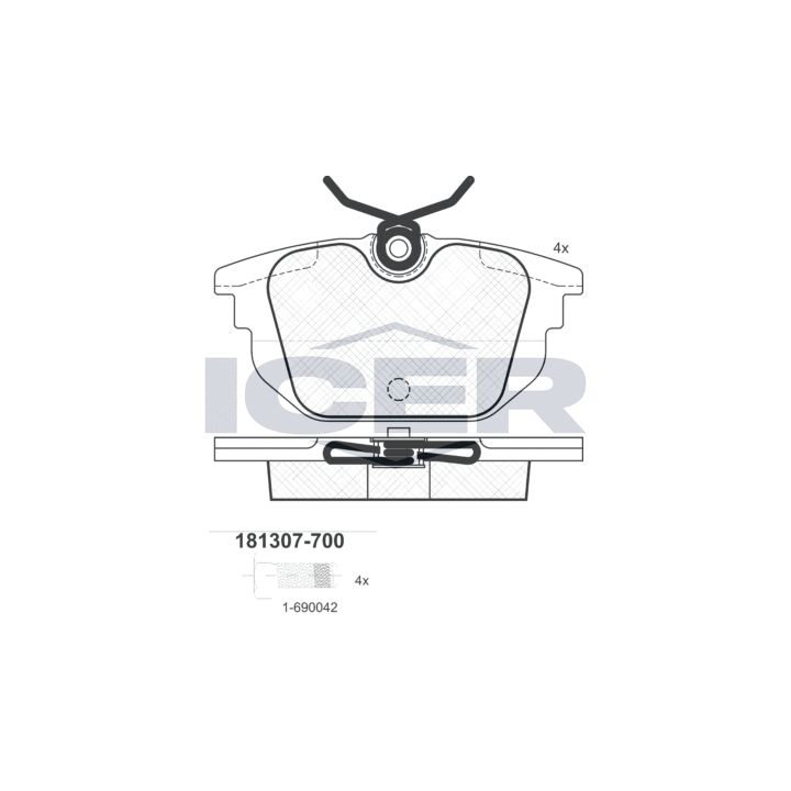 Stabdžių trinkelių rinkinys, diskinis stabdys ICER 181307-700