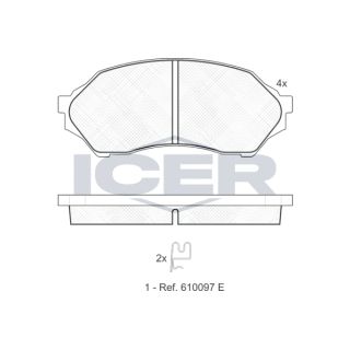 Stabdžių trinkelių rinkinys, diskinis stabdys ICER 181309