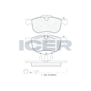Stabdžių trinkelių rinkinys, diskinis stabdys ICER 181335-203