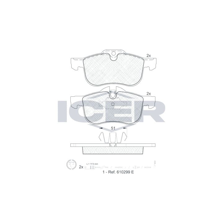 Stabdžių trinkelių rinkinys, diskinis stabdys ICER 181335-203