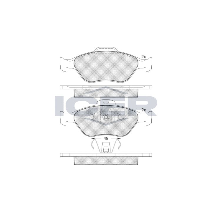 Stabdžių trinkelių rinkinys, diskinis stabdys ICER 181343