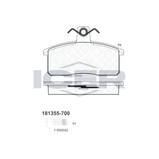 Stabdžių trinkelių rinkinys, diskinis stabdys ICER 181355-700