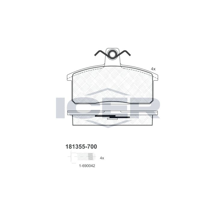 Stabdžių trinkelių rinkinys, diskinis stabdys ICER 181355-700