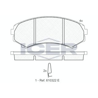 Stabdžių trinkelių rinkinys, diskinis stabdys ICER 181374