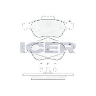 Stabdžių trinkelių rinkinys, diskinis stabdys ICER 181431