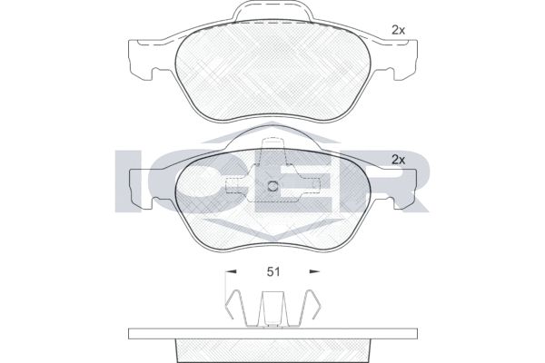 Stabdžių trinkelių rinkinys, diskinis stabdys ICER 181431