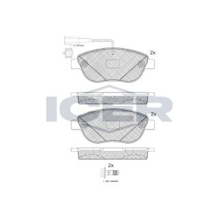 Stabdžių trinkelių rinkinys, diskinis stabdys ICER 181440-203