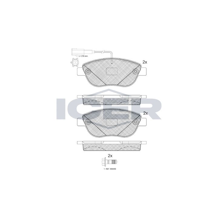 Stabdžių trinkelių rinkinys, diskinis stabdys ICER 181440-203