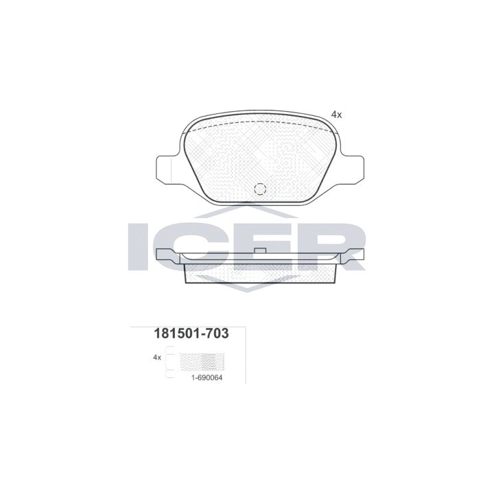 Stabdžių trinkelių rinkinys, diskinis stabdys ICER 181501-703