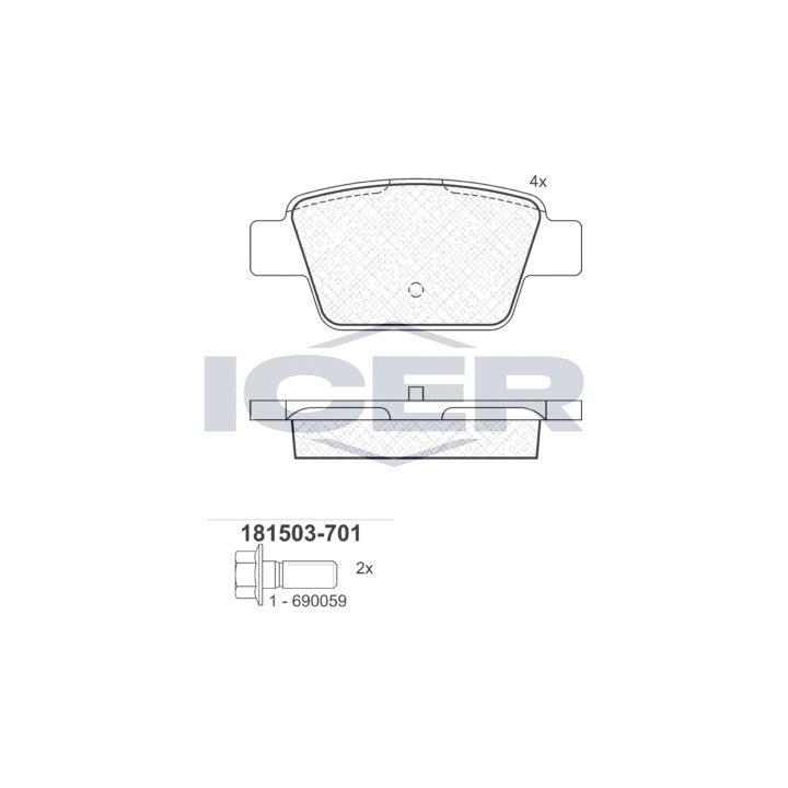 Stabdžių trinkelių rinkinys, diskinis stabdys ICER 181503-701