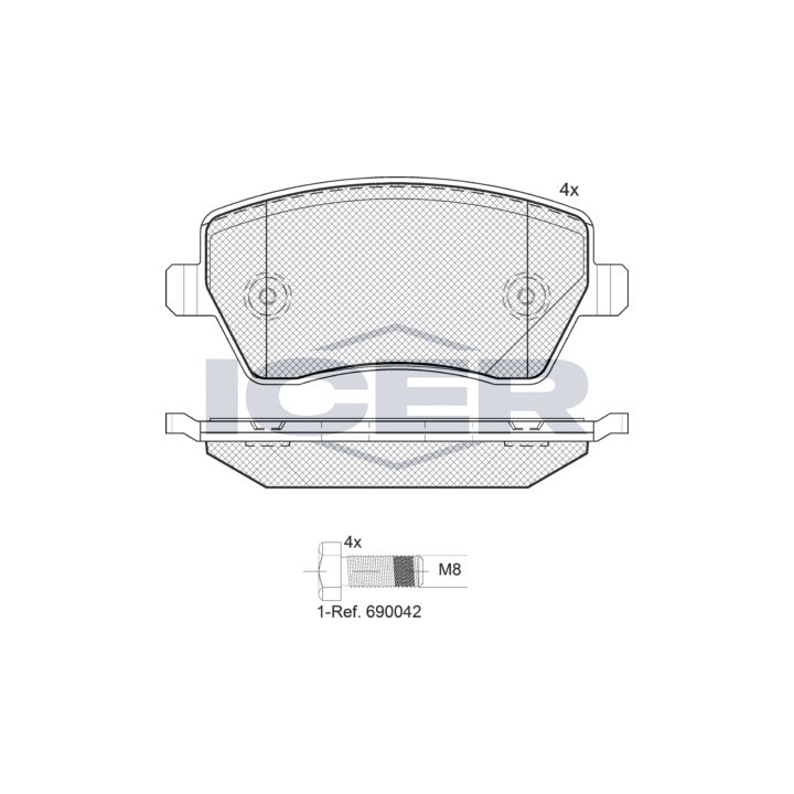 Stabdžių trinkelių rinkinys, diskinis stabdys ICER 181534-700
