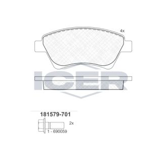 Stabdžių trinkelių rinkinys, diskinis stabdys ICER 181579-701