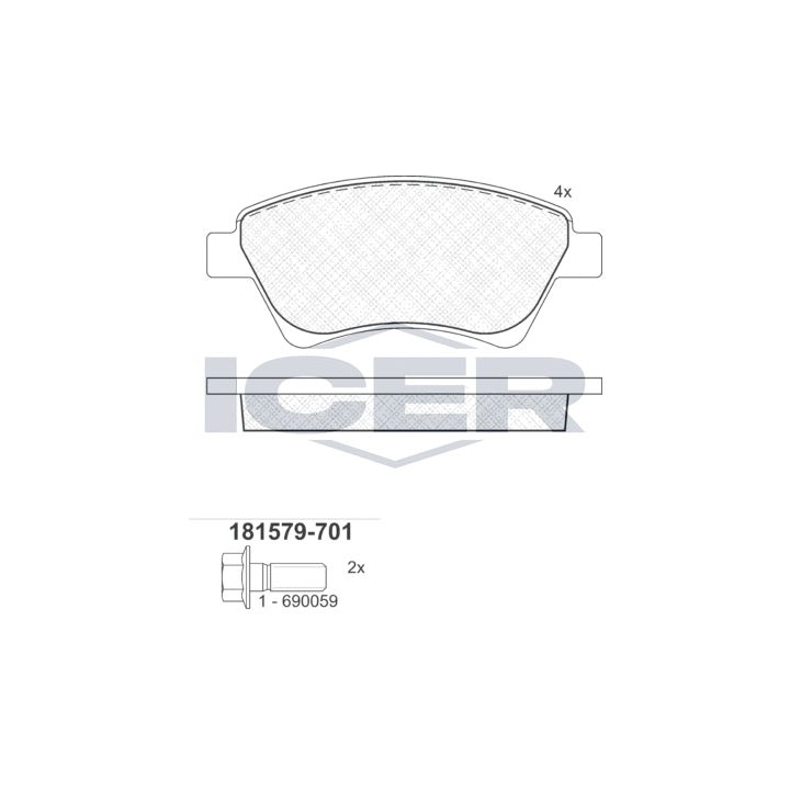 Stabdžių trinkelių rinkinys, diskinis stabdys ICER 181579-701