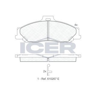 Stabdžių trinkelių rinkinys, diskinis stabdys ICER 181580