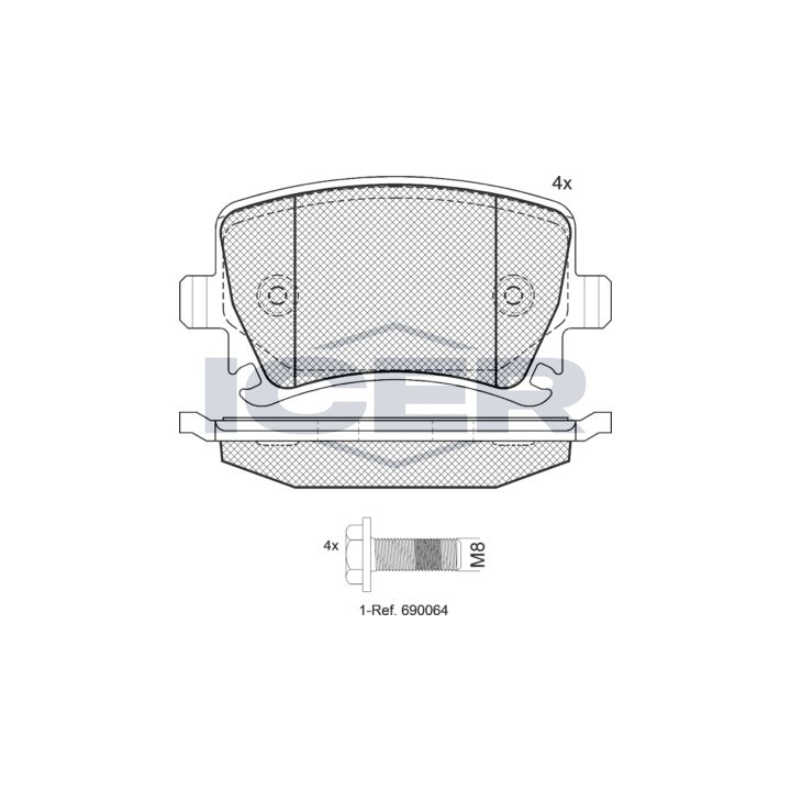 Stabdžių trinkelių rinkinys, diskinis stabdys ICER 181600-703