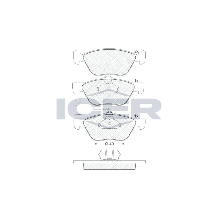 Stabdžių trinkelių rinkinys, diskinis stabdys ICER 181601