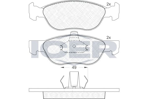 Stabdžių trinkelių rinkinys, diskinis stabdys ICER 181602