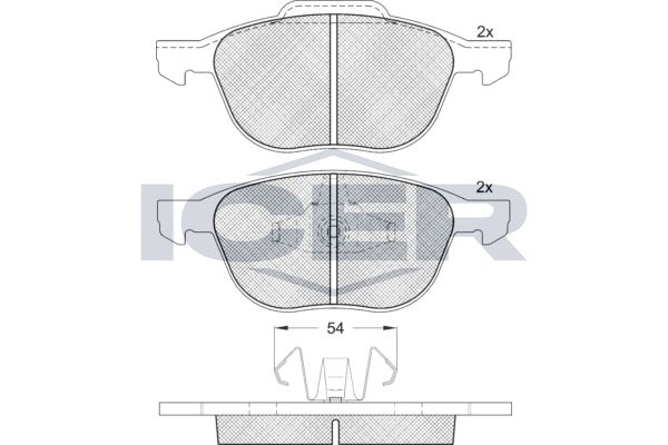 Stabdžių trinkelių rinkinys, diskinis stabdys ICER 181617-399