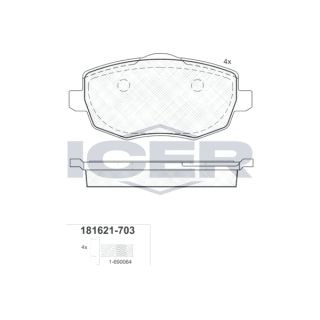 Stabdžių trinkelių rinkinys, diskinis stabdys ICER 181621-703