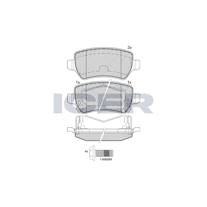 Stabdžių trinkelių rinkinys, diskinis stabdys ICER 181622-703