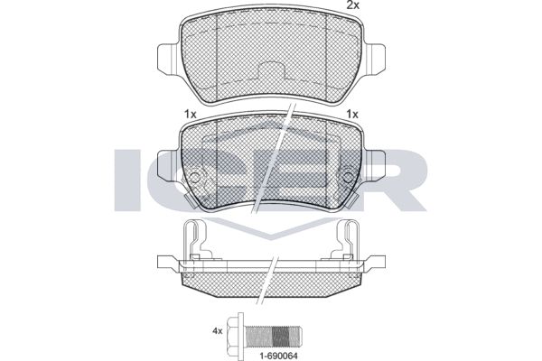 Stabdžių trinkelių rinkinys, diskinis stabdys ICER 181622-703