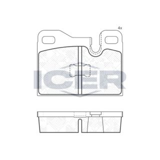 Stabdžių trinkelių rinkinys, diskinis stabdys ICER 181624