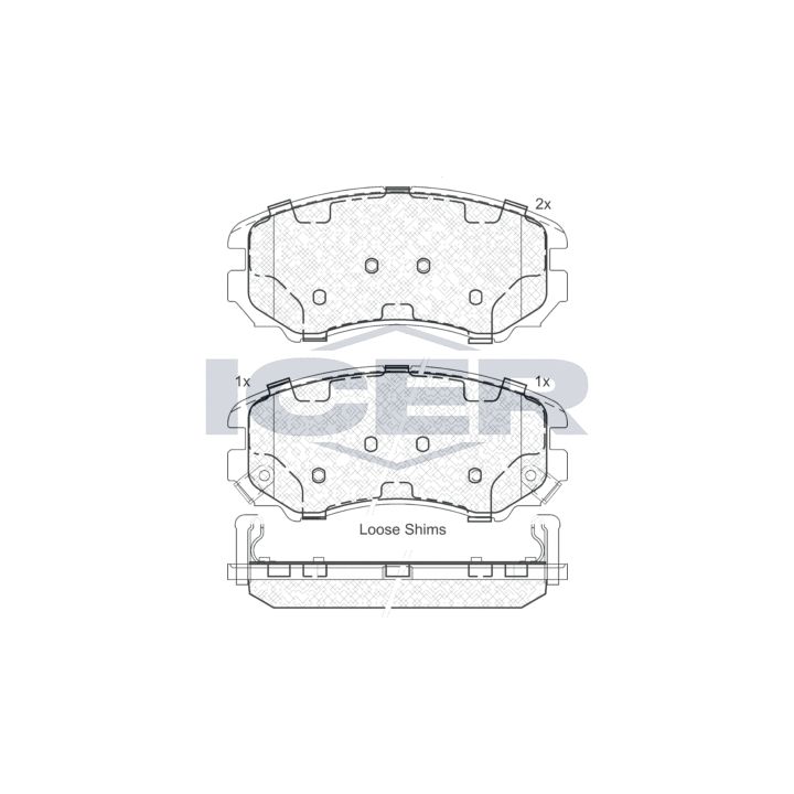 Stabdžių trinkelių rinkinys, diskinis stabdys ICER 181644