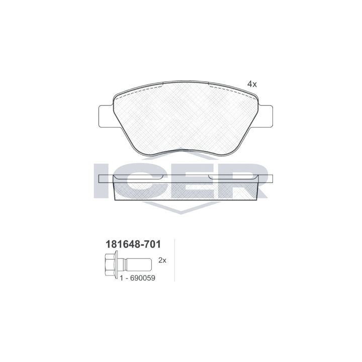Stabdžių trinkelių rinkinys, diskinis stabdys ICER 181648-701