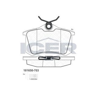 Stabdžių trinkelių rinkinys, diskinis stabdys ICER 181650-703