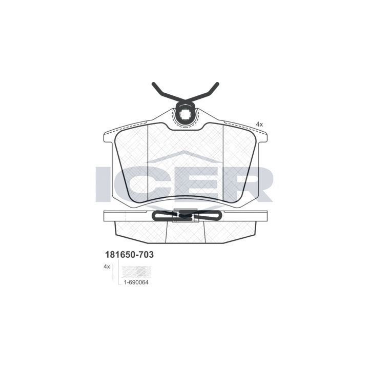 Stabdžių trinkelių rinkinys, diskinis stabdys ICER 181650-703