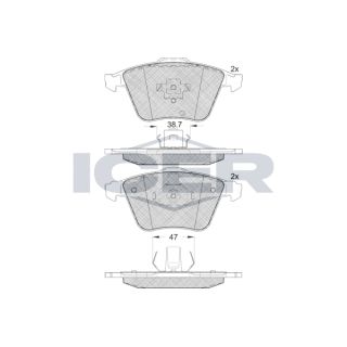 Stabdžių trinkelių rinkinys, diskinis stabdys ICER 181652