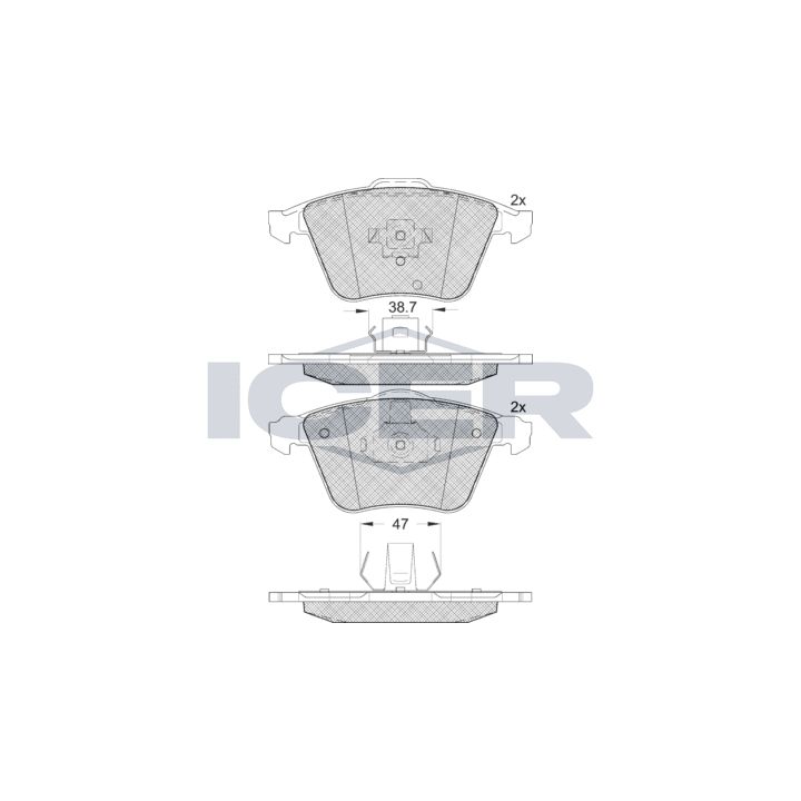 Stabdžių trinkelių rinkinys, diskinis stabdys ICER 181652