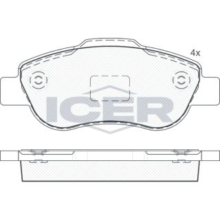 Stabdžių trinkelių rinkinys, diskinis stabdys ICER 181659