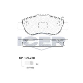 Stabdžių trinkelių rinkinys, diskinis stabdys ICER 181659-700