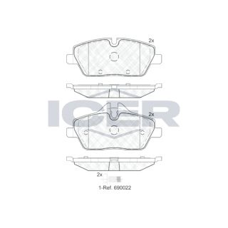 Stabdžių trinkelių rinkinys, diskinis stabdys ICER 181662-202