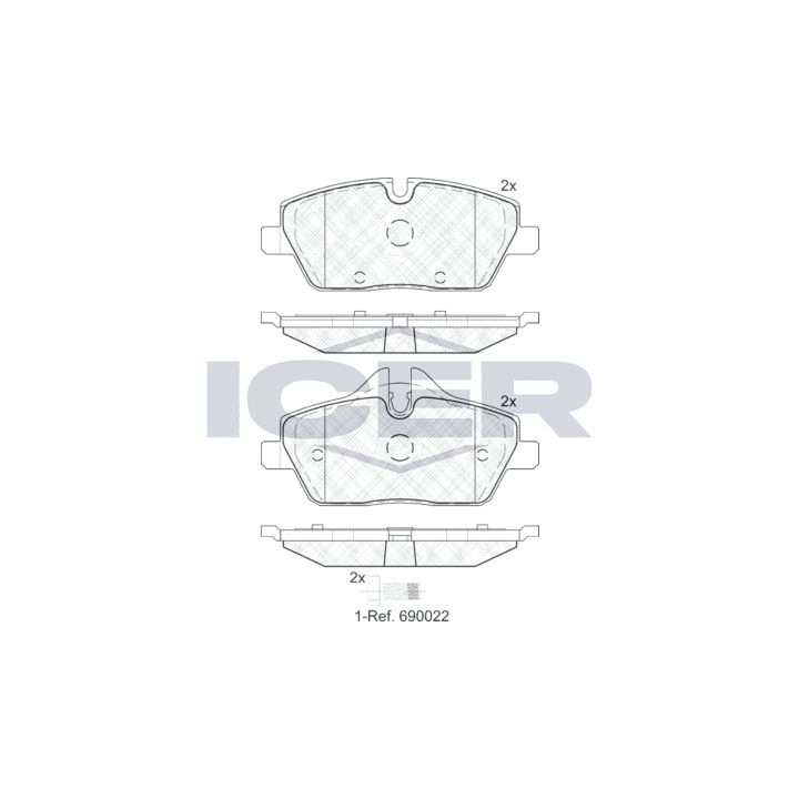 Stabdžių trinkelių rinkinys, diskinis stabdys ICER 181662-202
