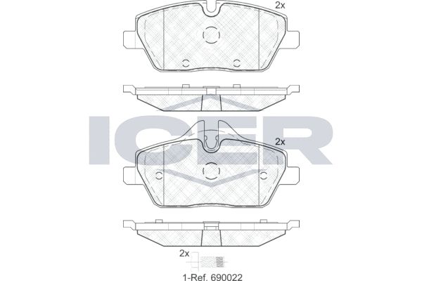 Stabdžių trinkelių rinkinys, diskinis stabdys ICER 181662-202