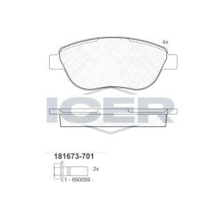 Stabdžių trinkelių rinkinys, diskinis stabdys ICER 181673-701