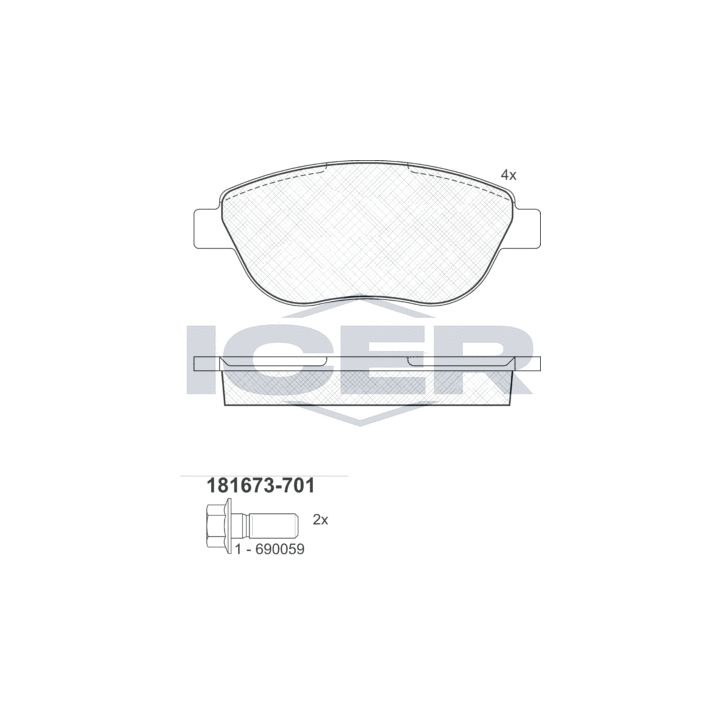 Stabdžių trinkelių rinkinys, diskinis stabdys ICER 181673-701